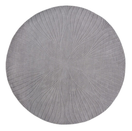 DYWAN Folia Round Grey, wzór 3D, szary, wełniany, okrągły