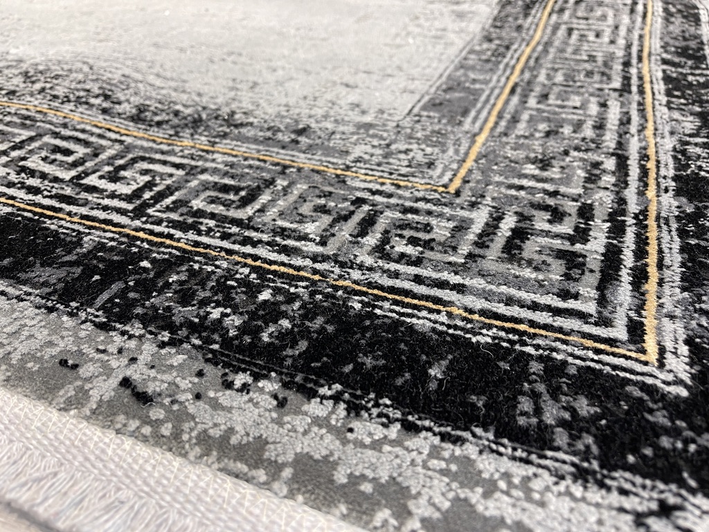 DYWAN Layor Silver Frame, szaro czarny, klasyczny, miękkie runo, piękny DYWAN Layor Silver Frame, szaro czarny, klasyczny, miękkie runo, piękny