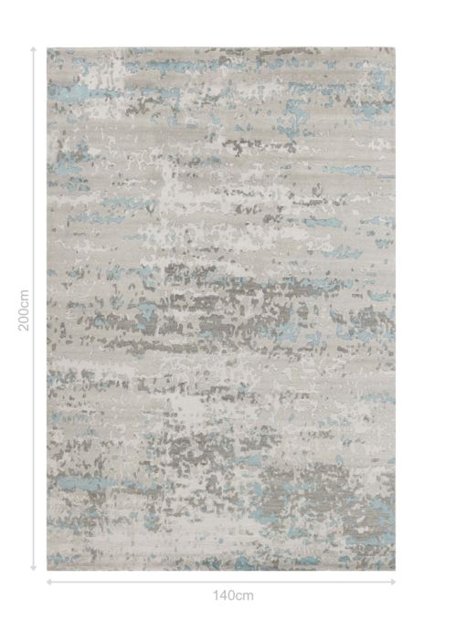 DYWAN Temptation, błękitno szary, tkany ręcznie, ekskluzywny, efekt 3D 140x200 cm, wymiary
