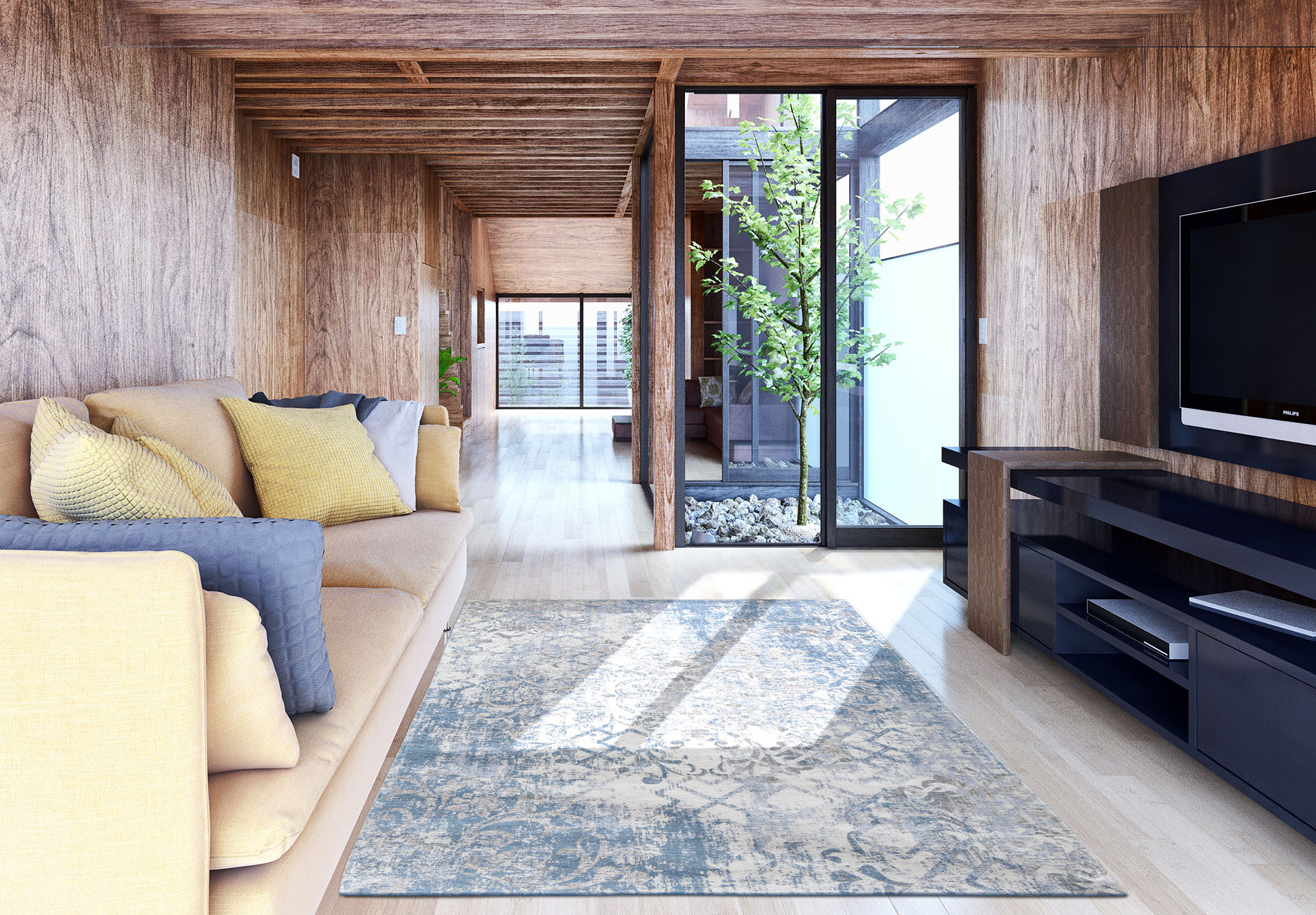 DYWAN Vintage Alhambra, niebieski, bawełniany, styl klasyczny, dla alergików, piękny