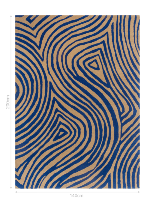 DYWAN Decor Electric Blue, piękny, wzorzysty, beżowo-niebieski 140x200 cm, wymiary