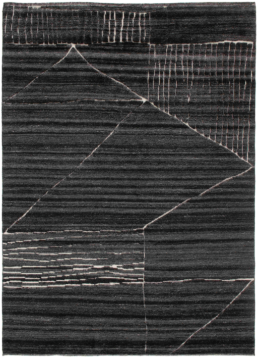 DYWAN Landscape Fields Charcoal czarny, nowoczesny, tkany ręcznie