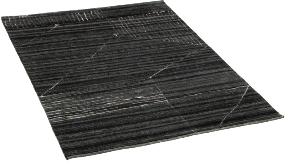 DYWAN Landscape Fields Charcoal czarny, nowoczesny, tkany ręcznie, podłogowy