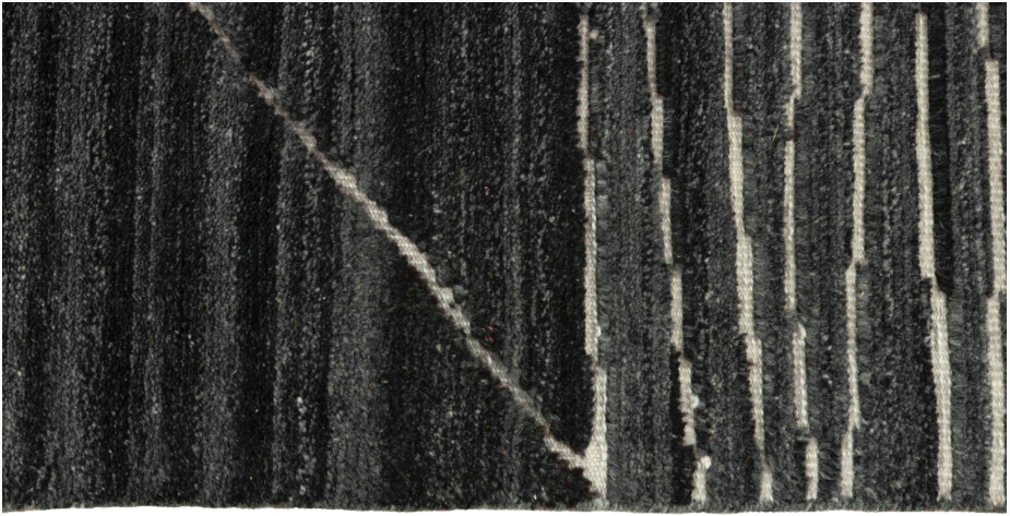 DYWAN Landscape Fields Charcoal czarny, nowoczesny, tkany ręcznie, puszysty