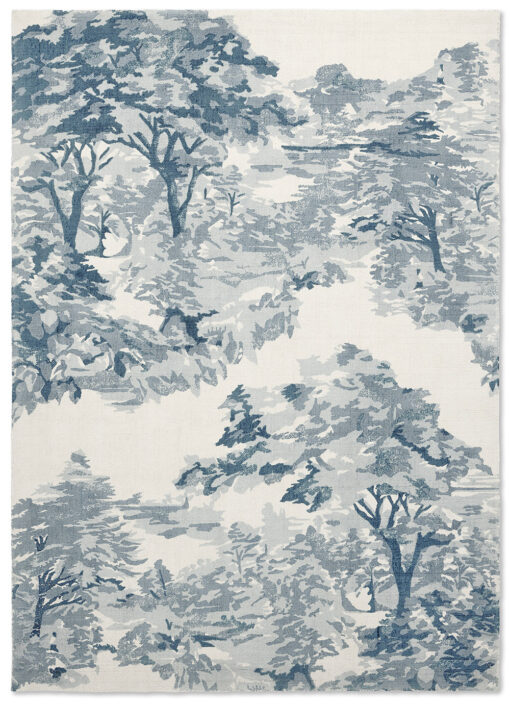 DYWAN Landscape Toile Light Blue niebieski, tkany ręcznie, drukowany wzór, nowoczesny
