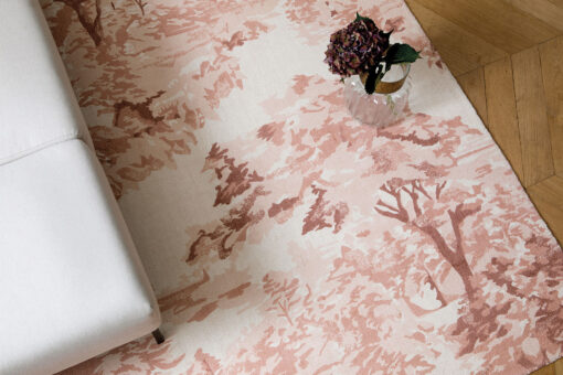 DYWAN Landscape Toile Light Pink różowy, tkany ręcznie, drukowany wzór, nowoczesny, do salonu