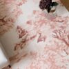DYWAN Landscape Toile Light Pink różowy, tkany ręcznie, drukowany wzór, nowoczesny, piękny