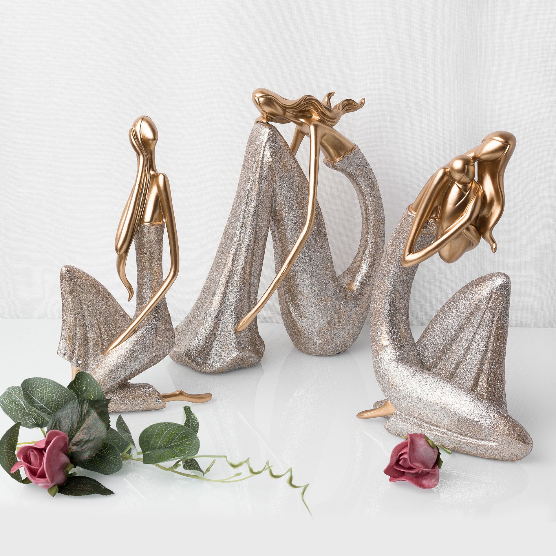 FIGURKA klęczącej kobiety, złote wykończenie, styl glamour wyjątkowa FIGURKA klęczącej kobiety, złote wykończenie, styl glamour wyjątkowa