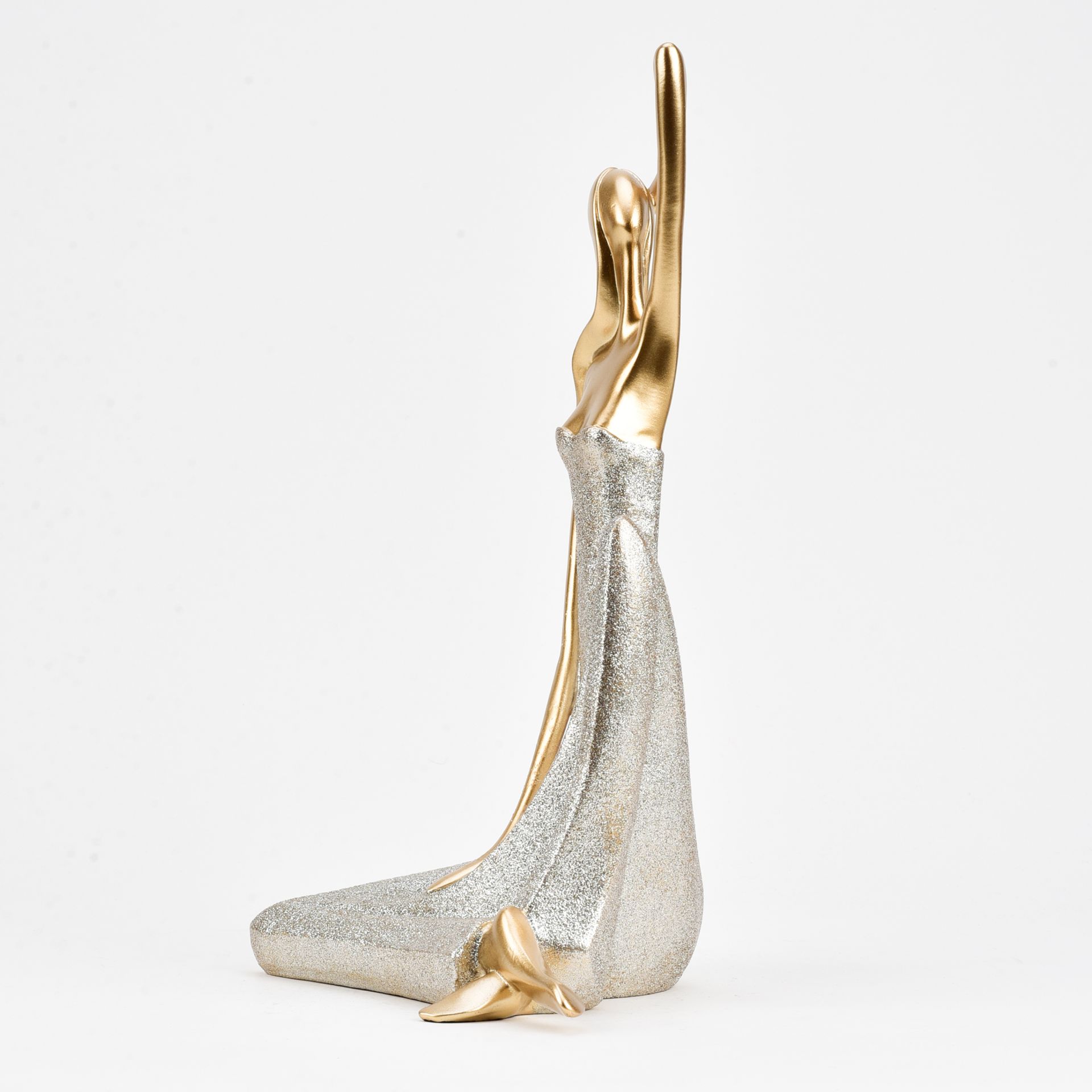 FIGURKA kobiety rozciągającej się, złote wykończenie, styl glamour, piękna FIGURKA kobiety rozciągającej się, złote wykończenie, styl glamour, piękna