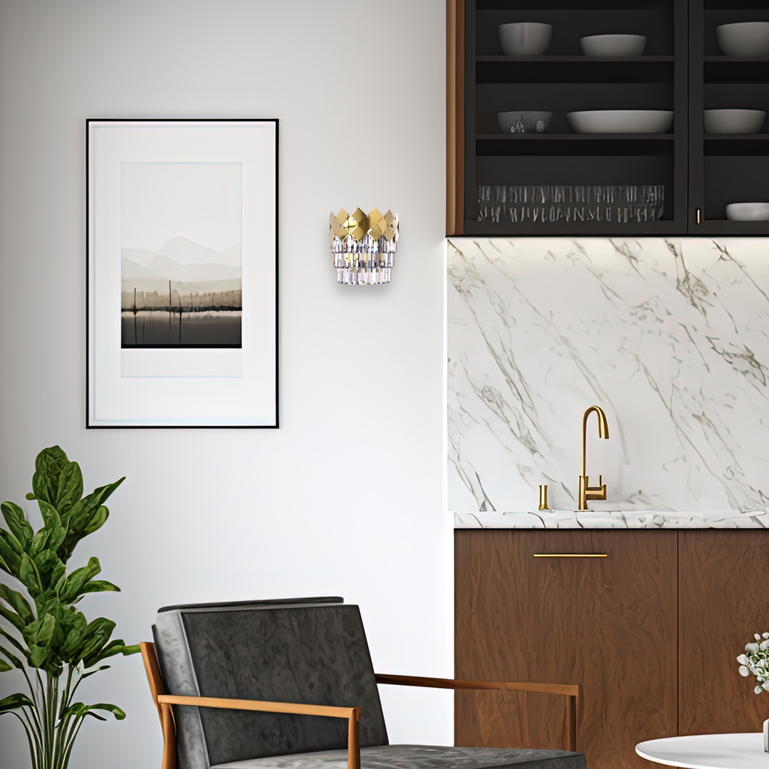 KINKIET Carisma złoty z kryształami, wyjątkowy, styl glamour, elegancki KINKIET Carisma złoty z kryształami, wyjątkowy, styl glamour, elegancki