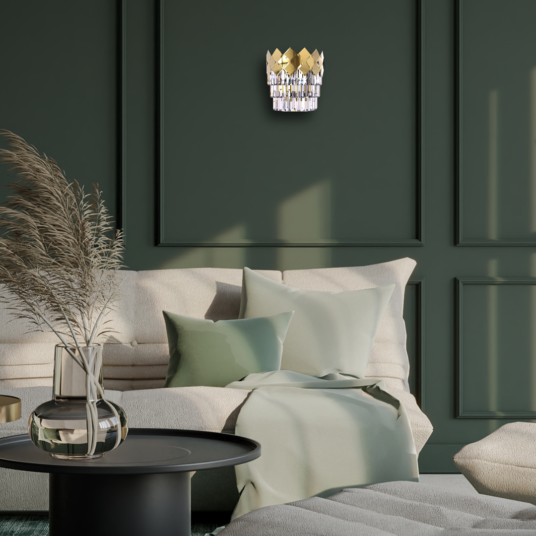 KINKIET Carisma złoty z kryształami, wyjątkowy, styl glamour, piękny KINKIET Carisma złoty z kryształami, wyjątkowy, styl glamour, piękny