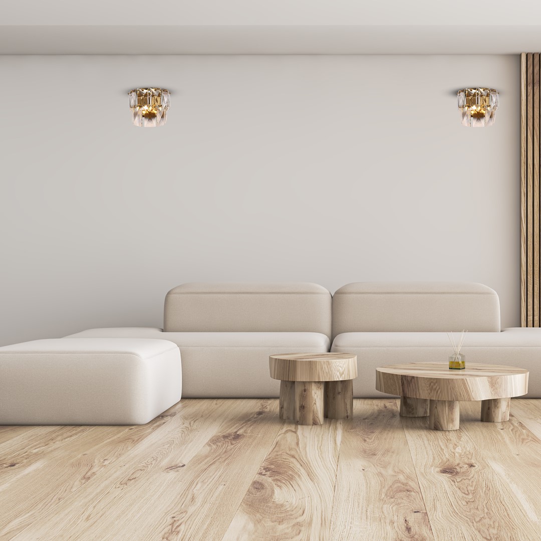 KINKIET Chelsea Gold kryształowa, złote metalowe elementy, styl glamour, wyjątkowy