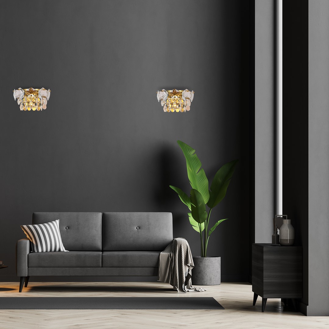 KINKIET Selena Gold kryształowo-metalowy, złote elementy, wytworny, oryginalny, klasyczny KINKIET Selena Gold kryształowo-metalowy, złote elementy, wytworny, oryginalny, klasyczny