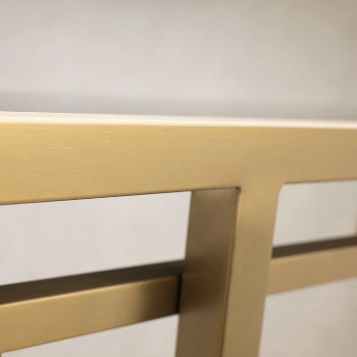 KONSOLA Astoria mosiężno czarna z półką, styl glamour, do salonu