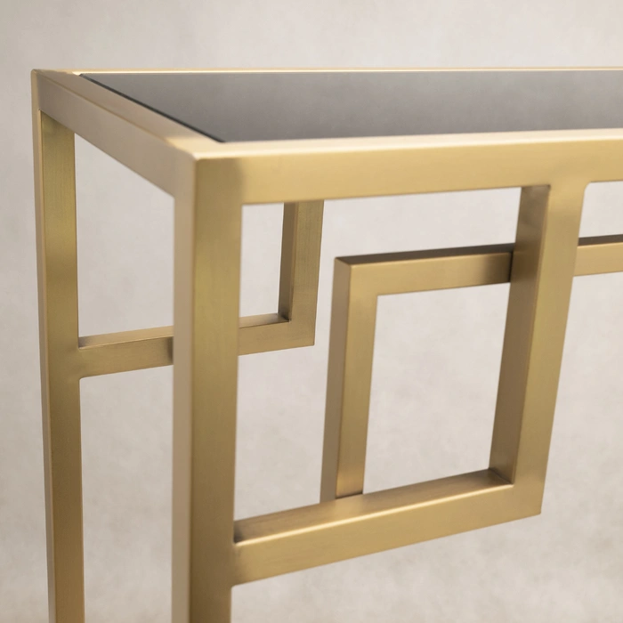 KONSOLA Astoria mosiężno czarna z półką, styl glamour, ekskluzywna