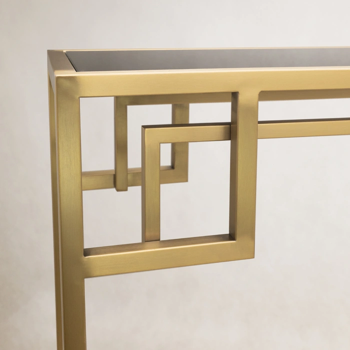 KONSOLA Astoria mosiężno czarna z półką, styl glamour, wyrafinowana