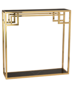KONSOLA Astoria złoto czarna z półką, styl glamour