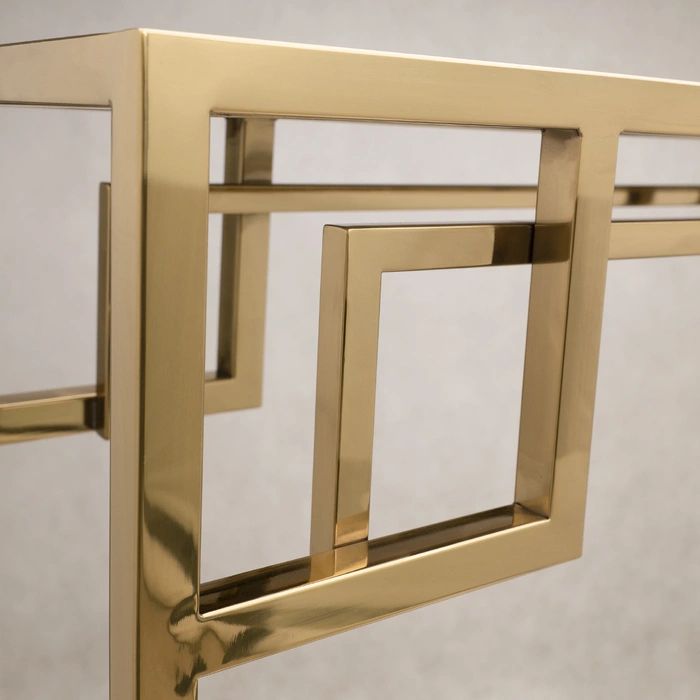 KONSOLA Astoria złoto czarna z półką, styl glamour, detale KONSOLA Astoria złoto czarna z półką, styl glamour, detale