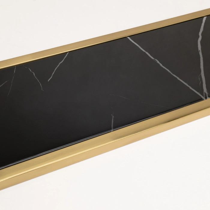 KONSOLA Astoria złoto czarna z półką, styl glamour, do przedpokoju KONSOLA Astoria złoto czarna z półką, styl glamour, do przedpokoju