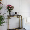 KONSOLA Astoria złoto czarna z półką, styl glamour, eksluzywna