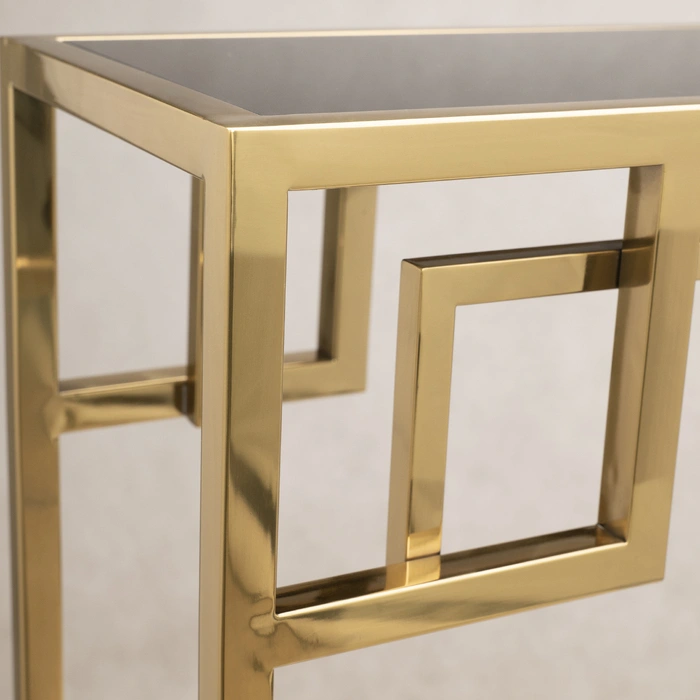 KONSOLA Astoria złoto czarna z półką, styl glamour, elegancka KONSOLA Astoria złoto czarna z półką, styl glamour, elegancka