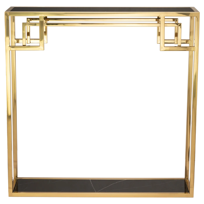 KONSOLA Astoria złoto czarna z półką, styl glamour, piękna KONSOLA Astoria złoto czarna z półką, styl glamour, piękna