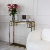 KONSOLA Astoria złoto czarna z półką, styl glamour, wysoki połysk