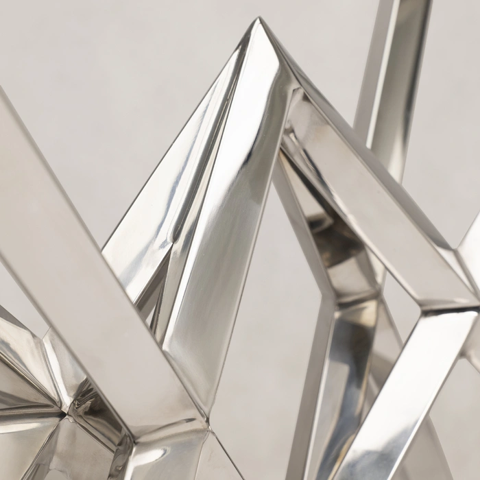 KONSOLA Grand srebrna, wąska, szklany blat, styl glamour, ekskluzywna KONSOLA Grand srebrna, wąska, szklany blat, styl glamour, ekskluzywna