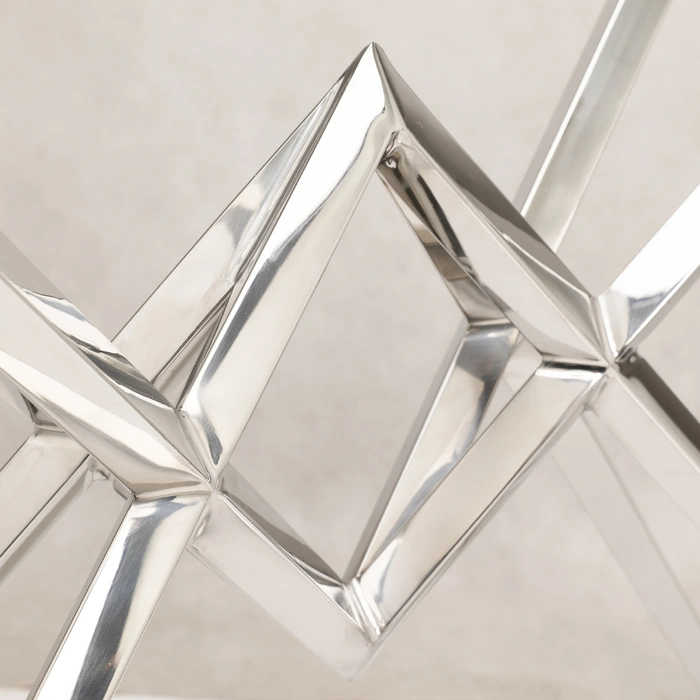 KONSOLA Grand srebrna, wąska, szklany blat, styl glamour, piękna KONSOLA Grand srebrna, wąska, szklany blat, styl glamour, piękna