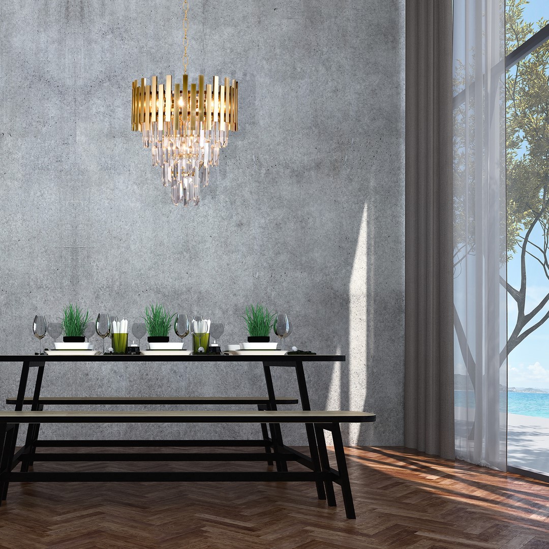 LAMPA WISZĄCA Aspen II Gold, złota rama, kryształowy abażur, piękna, elegancka LAMPA WISZĄCA Aspen II Gold, złota rama, kryształowy abażur, piękna, elegancka
