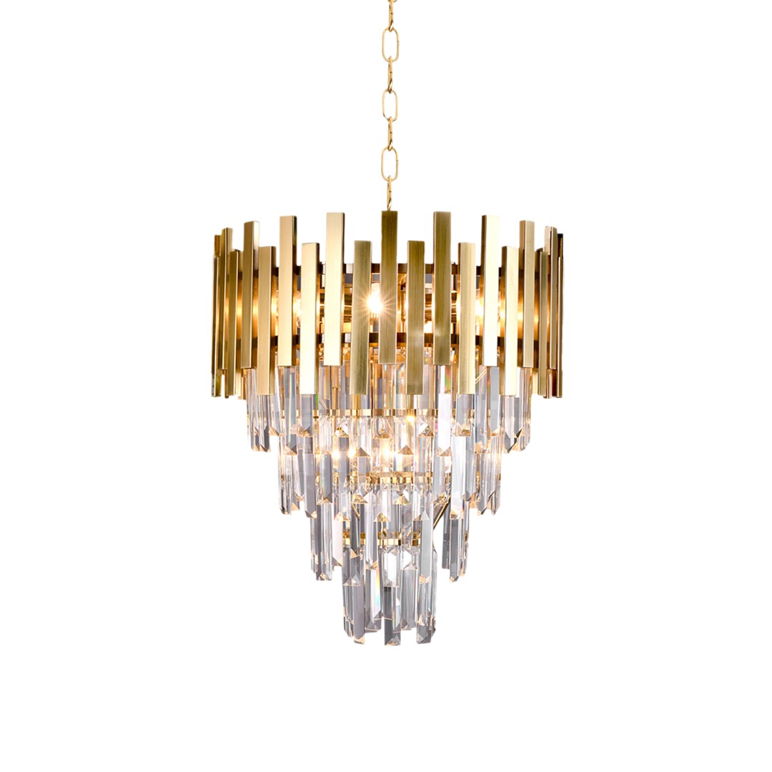 LAMPA WISZĄCA Aspen II Gold, złota rama, kryształowy abażur, piękna, wyjątkowa LAMPA WISZĄCA Aspen II Gold, złota rama, kryształowy abażur, piękna, wyjątkowa