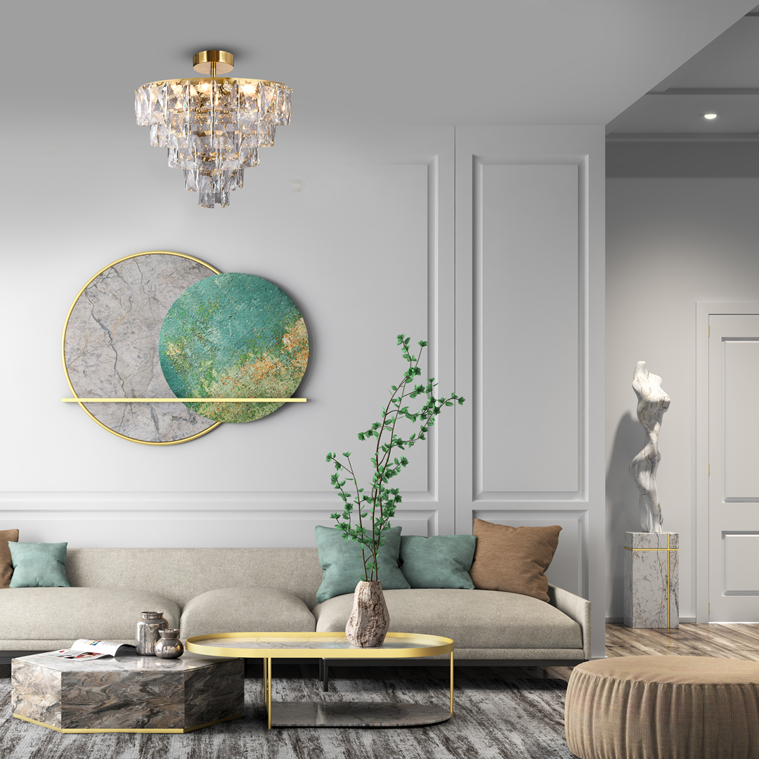 LAMPA WISZĄCA Chelsea Gold, kryształowy abażur, złota rama, piękna, styl glamour, nowoczesna