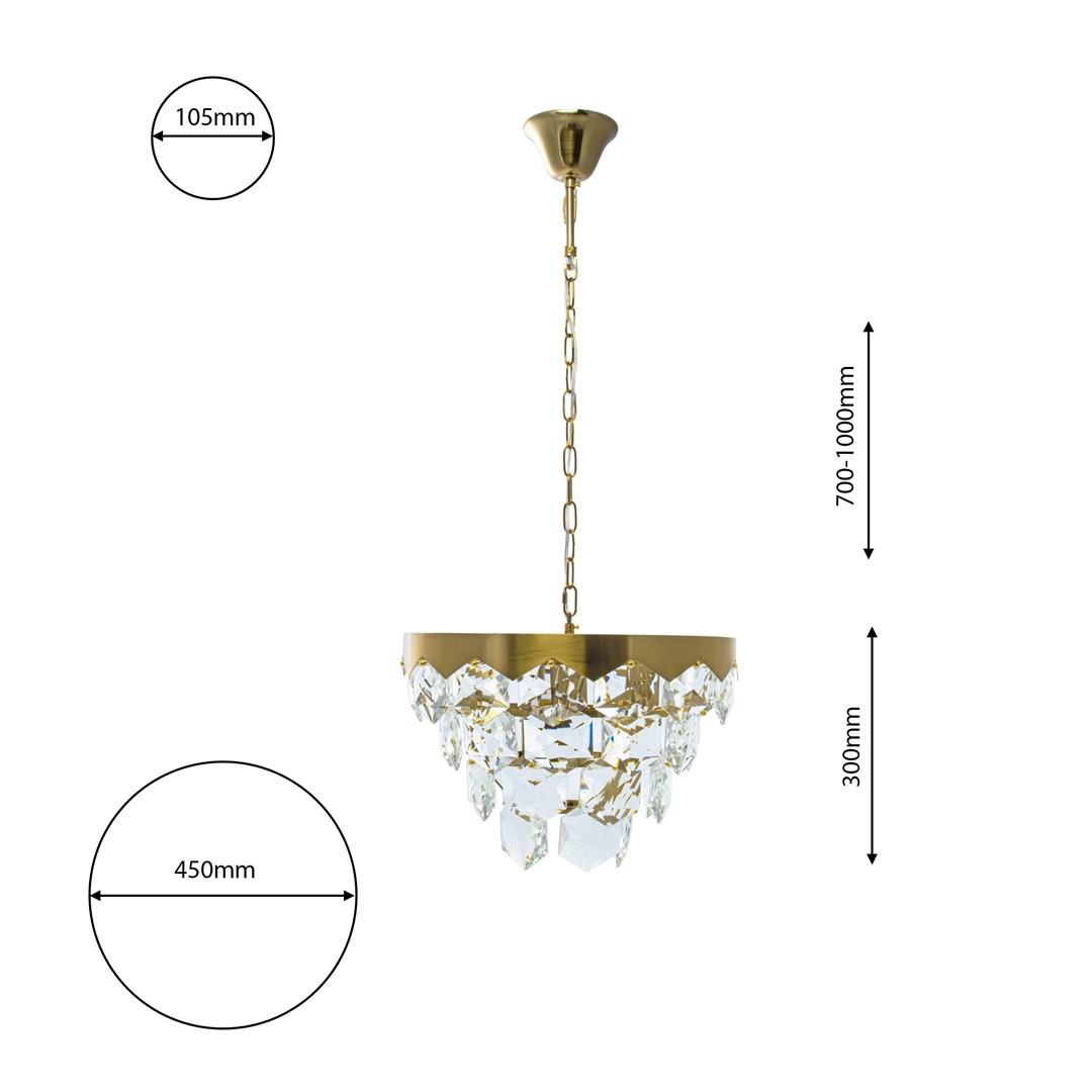 ŻYRANDOL Grace złoty, kryształowy, styl glamour, wymiary ŻYRANDOL Grace złoty, kryształowy, styl glamour, wymiary