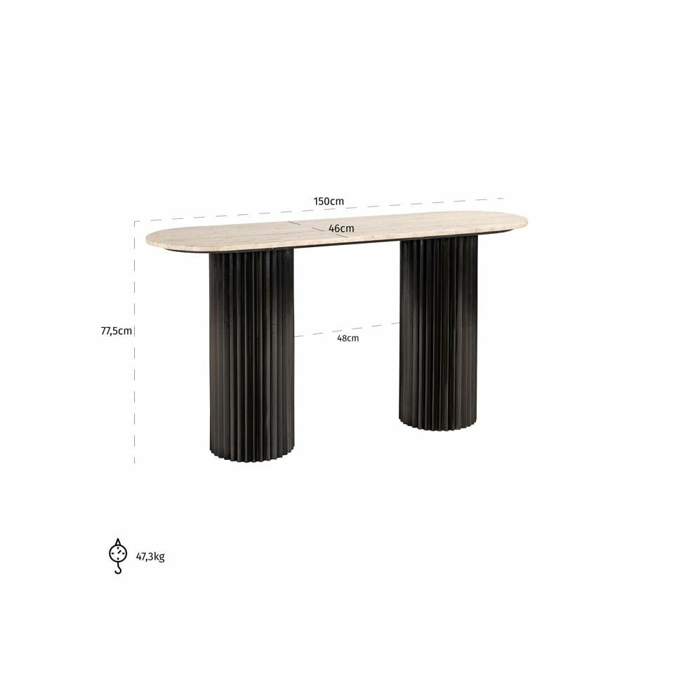 KONSOLA Hampton kamienny blat, czarna podstawa, styl eklektyczny, wymiary KONSOLA Hampton kamienny blat, czarna podstawa, styl eklektyczny, wymiary