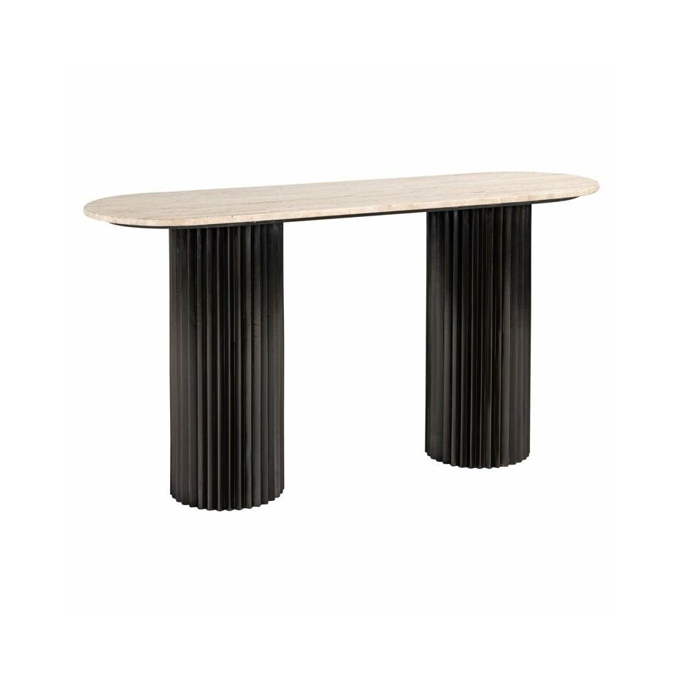 KONSOLA Hampton kamienny blat, czarna podstawa, styl eklektyczny KONSOLA Hampton kamienny blat, czarna podstawa, styl eklektyczny