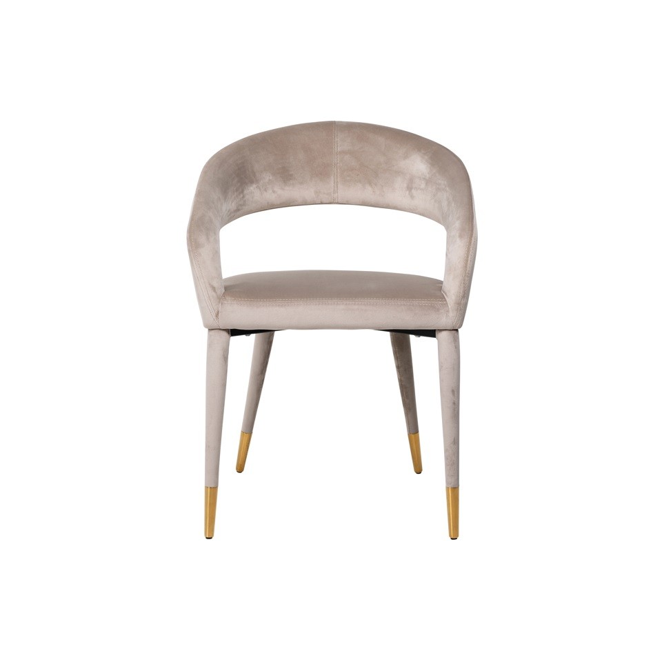 KRZESŁO Gia beżowe, złote akcenty, owalne oparcie, styl glamour, wyjątkowe