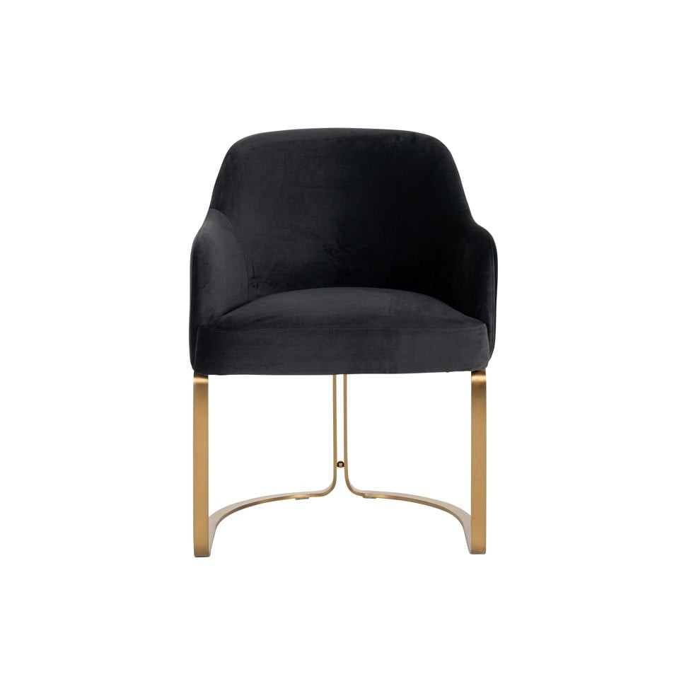 KRZESŁO Hadley czarne, welurowe siedzisko, złota podstawa, styl glamour, wyjątkowe
