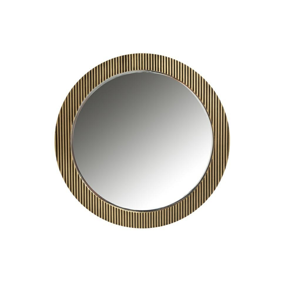 LUSTRO Ironville okrągłe, mosiężna rama, prążkowany wzór, glamour