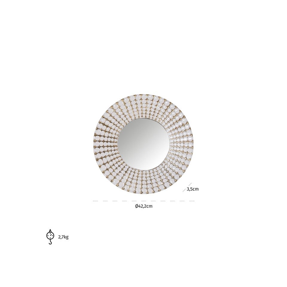 LUSTRO ŚCIENNE Lynde białe, okrągłe, industrialny styl, wymiary