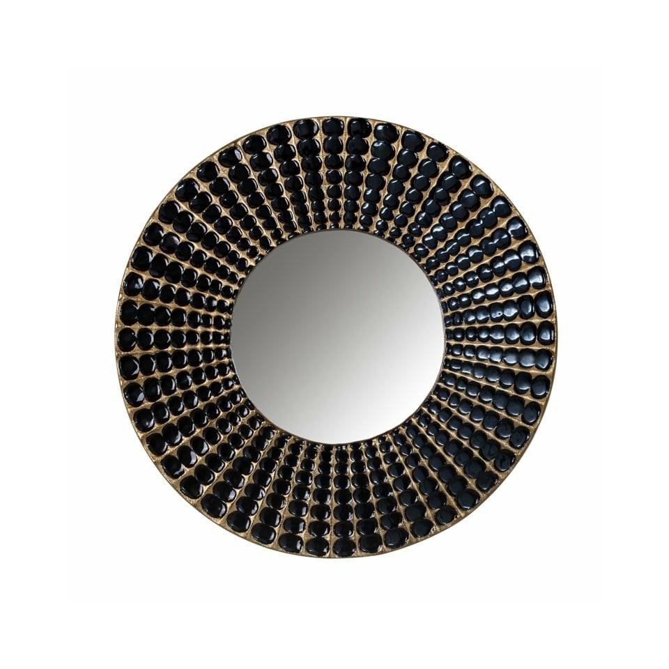 LUSTRO ŚCIENNE Lynde czarn, okrągłe, piękna, dekoracyjna rama