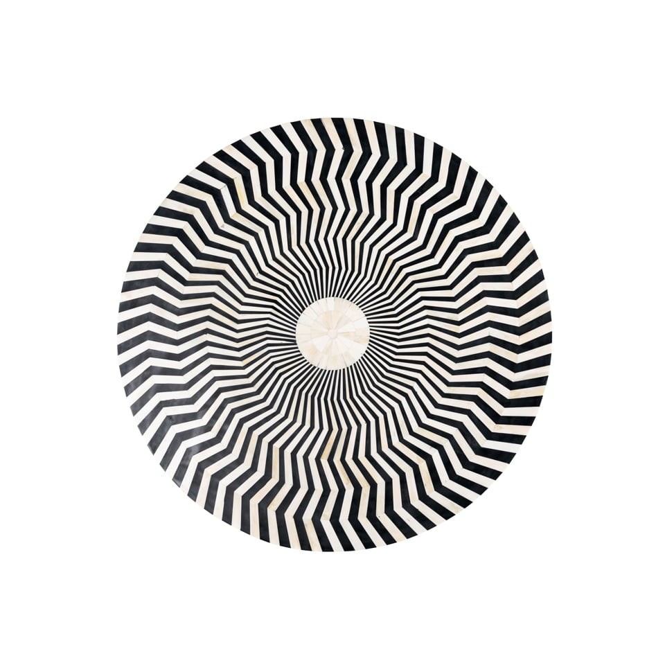 STOLIK KAWOWY Bliss biało-czarny, piękny wzór, okrągły, piękny