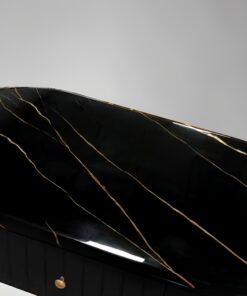 STOLIK KAWOWY czarny ze złotymi elementami, syntetyczny marmur, styl glamour, wyjątkowy