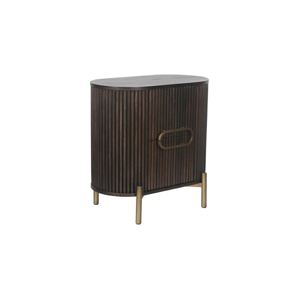 SZAFKA NOCNA Luxor z drewna dębowego, prążkowany wzór, złote detale, klasyczna1