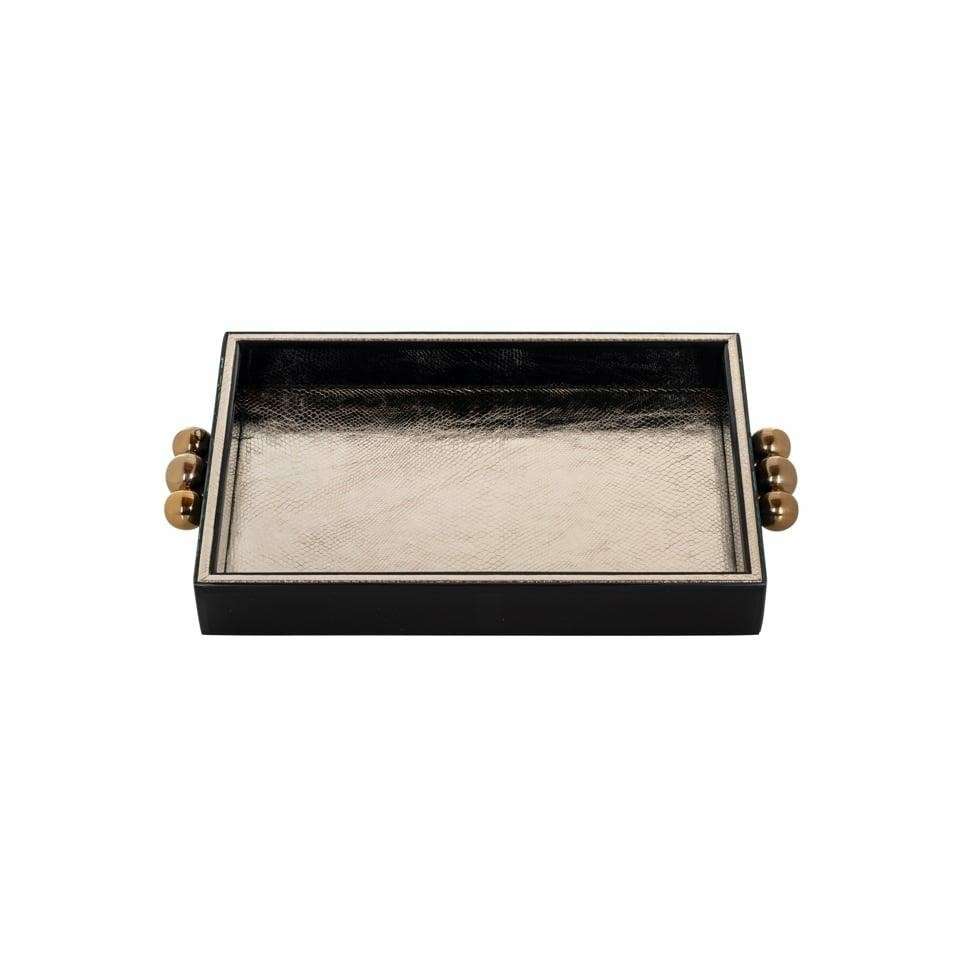 TACA Liv prostokątna, ciemne wykończenie, złote kule, glamour, piękna