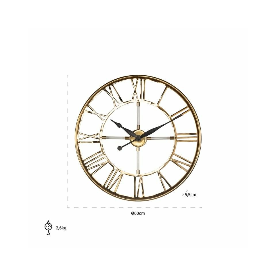 ZEGAR Bryson złoty, połyskujące wykończenie, klasyczny styl, wymiary ZEGAR Bryson złoty, połyskujące wykończenie, klasyczny styl, wymiary