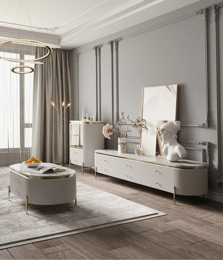 KOMODA biała, złote elementy, 2-drzwiowa, styl glamour