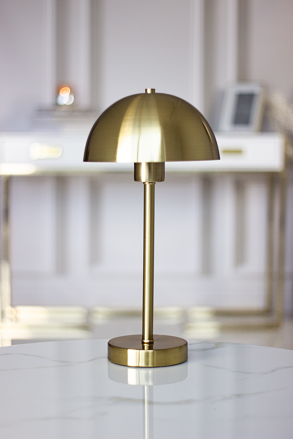 LAMPA STOŁOWA złota, metaliczne wykończenie, styl glamour