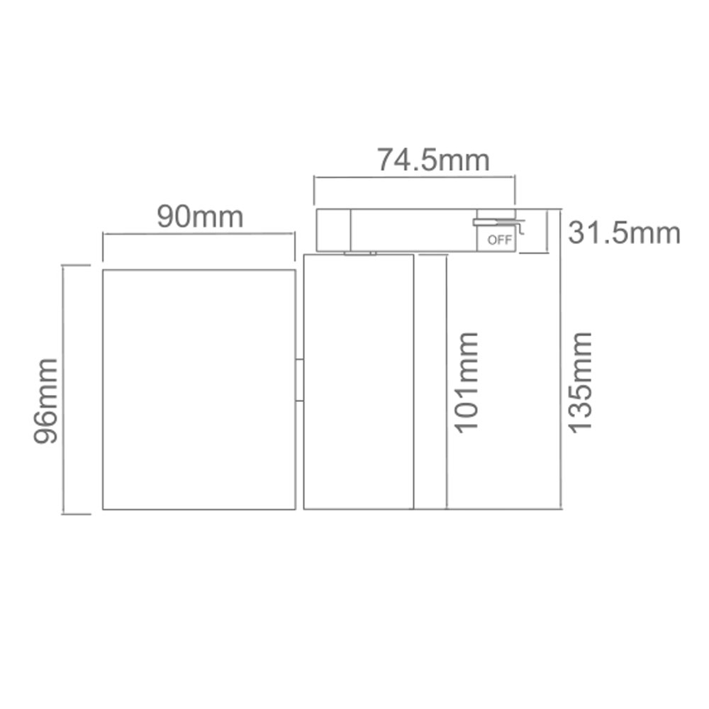 OPRAWA RULLO NERO MOBILE TRACK do szynoprzewodu, czarna, jednopunktowa, wymiary
