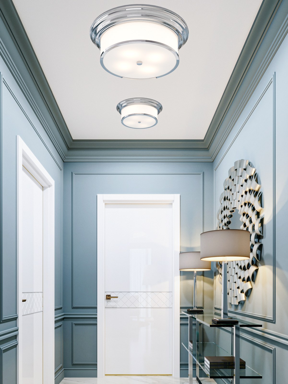 PLAFON Famburo PL Cromo srebrna rama, biały klosz, elegancki, piękny PLAFON Famburo PL Cromo srebrna rama, biały klosz, elegancki, piękny