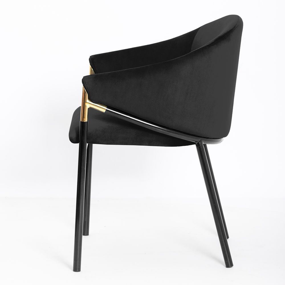 KRZESŁO Fancy czarne, welurowe siedzisko, czarno-złote, metalowe nogi, styl glamour, ekskluzywne